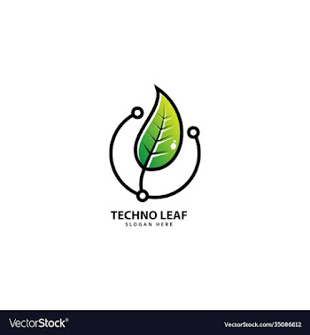 technology leaf logo design icon