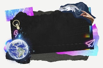 Technology paper collage frame background, | Free PSD - rawpixel