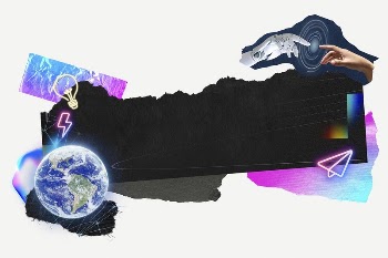 Technology paper collage frame background, | Free PSD - rawpixel