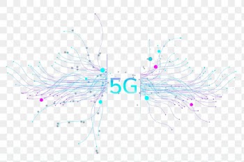 Technology particle dots transparent png 5G digital corporate