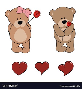 teddy bear character cartoon valentine rose pack