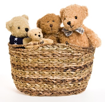 Teddy Bear Family in Picnic Basket