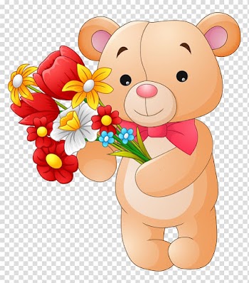 Teddy bear Flower , Bear cartoon hand-painted flowers tie transparent background PNG clipart