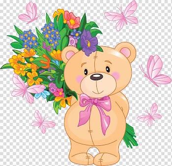 Teddy bear Flower , bear gift creative transparent background PNG clipart