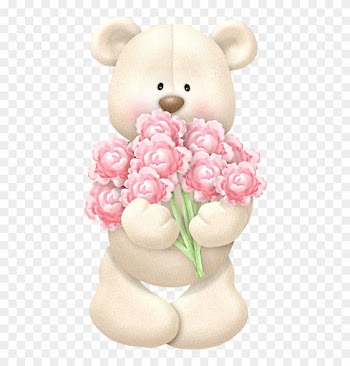 Teddy Bear Paper Clip Art - Teddy Bear With Roses Png