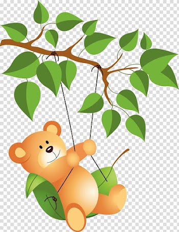 Teddy bear Swing , Cartoon bear branch transparent background PNG clipart