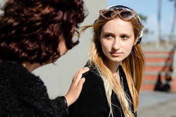 Teen comforting friend, sad girl talking… | Free stock photo | High Resolution image