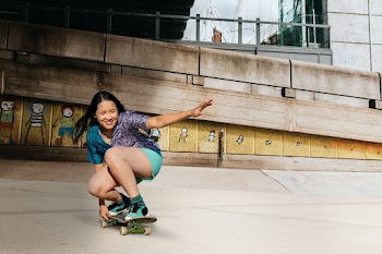 Teen girl skateboarding, fun outdoors sport… | Free stock photo | High Resolution image