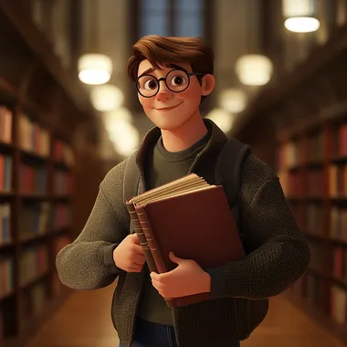 Teenage Male Student Holding Books in Cheerful Library Setting Teenage Male Student Holding Books in Cheerful Library Setting