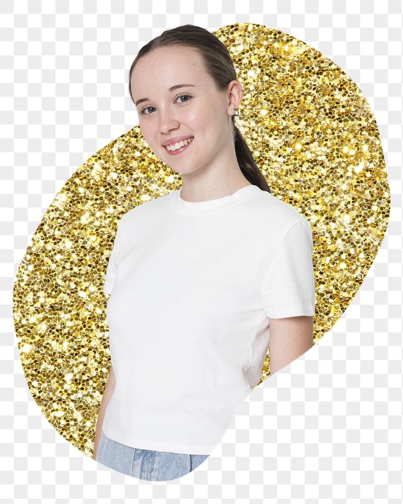 Teenage woman png sticker, gold | Free PNG - rawpixel