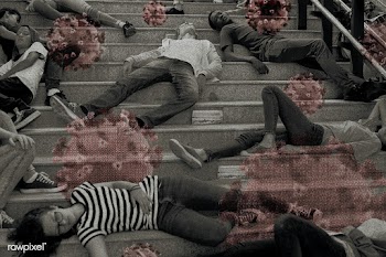 Teenagers dead on the staircase due to novel coronavirus outbreak    | Free  illustration - 2319909