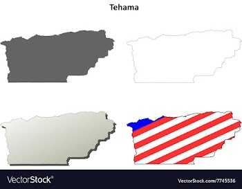 Tehama County California outline map set vector image