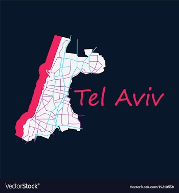 Tel aviv flat map artprint landmass water and vector image