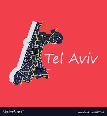 Tel aviv flat map artprint landmass water and vector image