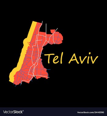 Tel aviv flat map artprint landmass water and vector image