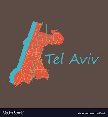 Tel aviv flat map artprint landmass water and vector image