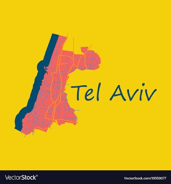 Tel aviv flat map artprint landmass water and vector image