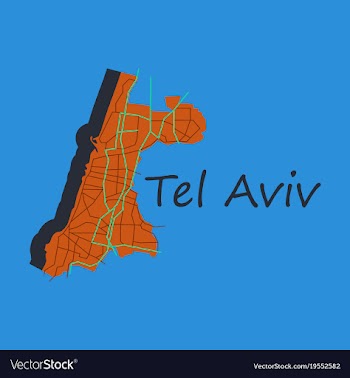 Tel aviv flat map artprint landmass water and vector image