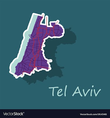 Tel aviv sticker map artprint landmass water and vector image