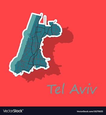 Tel aviv sticker map artprint landmass water and vector image