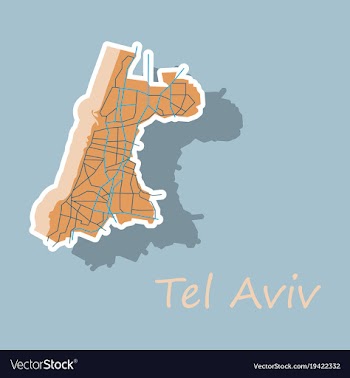 Tel aviv sticker map artprint landmass water and vector image