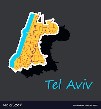 Tel aviv sticker map artprint landmass water and vector image
