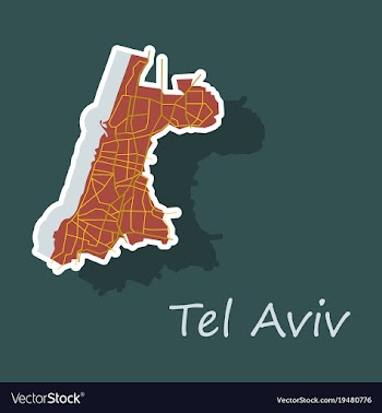 Tel aviv sticker map artprint landmass water and vector image