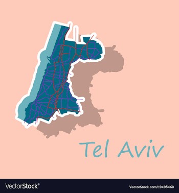 Tel aviv sticker map artprint landmass water and vector image
