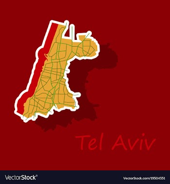 Tel aviv sticker map artprint landmass water and vector image