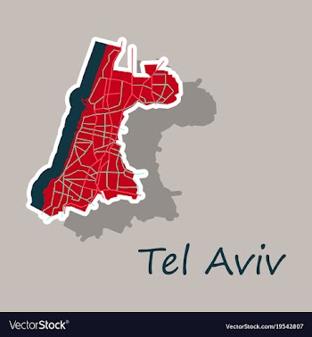 Tel aviv sticker map artprint landmass water and vector image