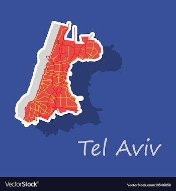 Tel aviv sticker map artprint landmass water and vector image