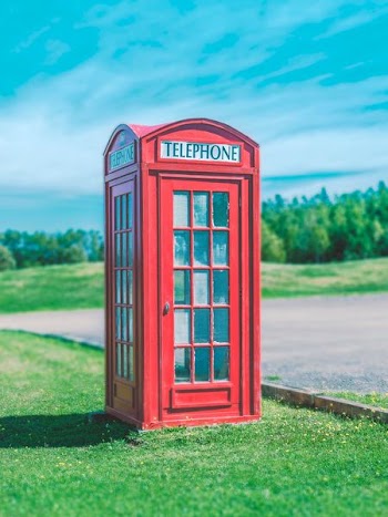 Telephone booth near road