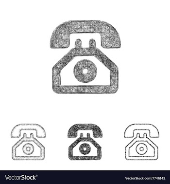 Telephone icon set - sketch line art vector image