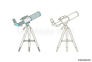 Telescope on tripod linear vector icon