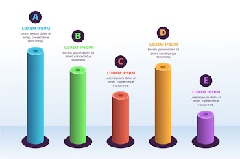 Template 3d bars infographic Free Vector