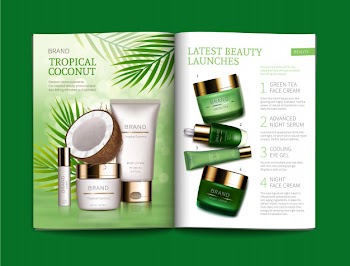 Template for glossy cosmetic magazine. Free Vector