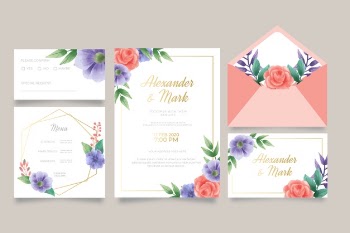 Template for wedding invitation and menu Free Vector
