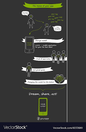 Template mobile phone with icons in flat style vector image