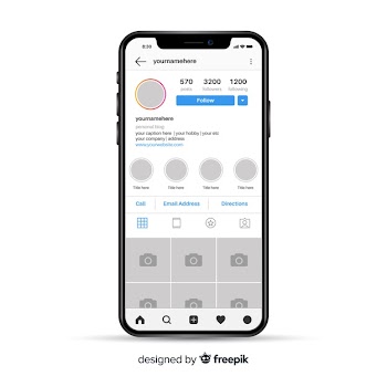 Template of instagram photo frame on iphone Free Vector