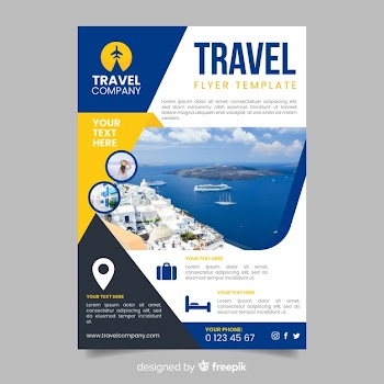 Template travel flyer with photo Free Vector