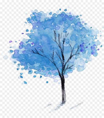 Template Watercolor painting - Floating petal bubble simple and elegant trees leaves 