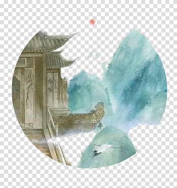 Temple watercolor , Watercolor painting Watercolour Flowers Chinese painting Art, Watercolor house transparent background PNG clipart