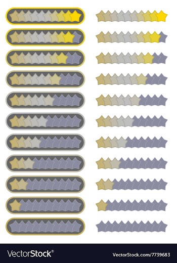 Ten level star rating system sets vector image