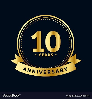 ten years anniversary gold and black