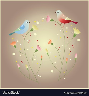 tender bird on a flowering branch