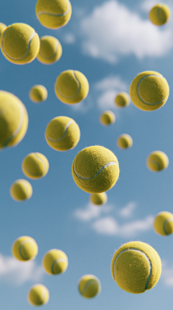 Tennis Balls in Blue Sky
