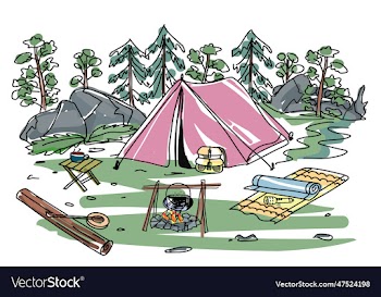tent in the forest cartoon