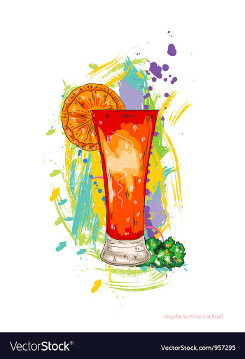 Tequila sunrise cocktail vector image