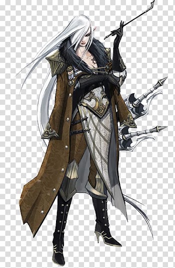 TERA Concept art Elf Illustration, Black watercolor cool knight transparent background PNG clipart