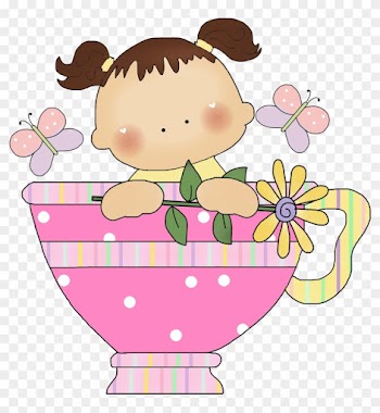 Terminei Os Convites Para O Chá De Bebê Da Minha Cunhada, - Baby In Teacup Cartoon